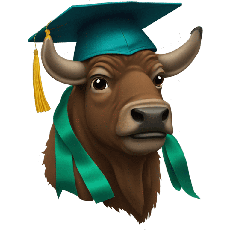 bison in graduation cap and gown emoji