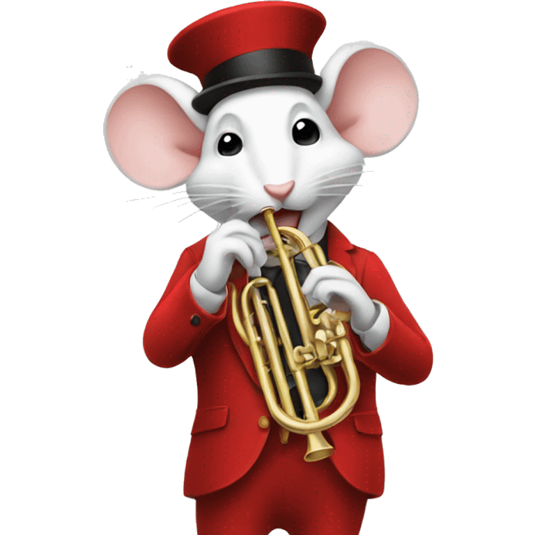 white mouse in a red suit playing the trumpet  emoji