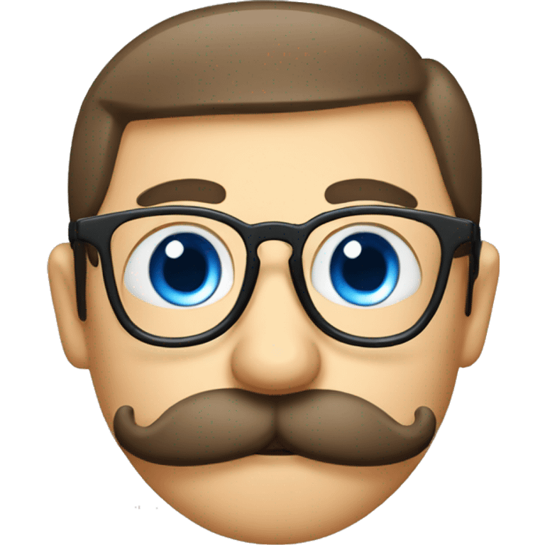 moustache, eyeglasses and blue eyes emoji