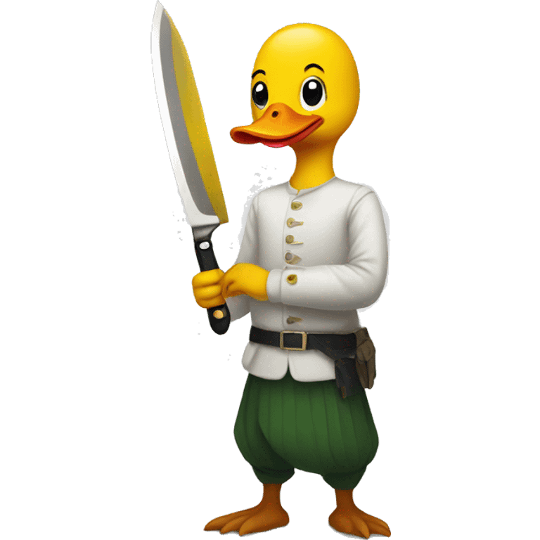 duck holding knife with no hair emoji