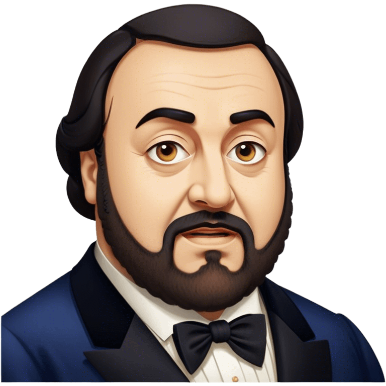 Cinematic Realistic Luciano Pavarotti Portrait Emoji, depicted as a charismatic operatic tenor with expressive eyes and commanding stage presence, rendered with rich elegant textures and warm theatrical lighting that captures his timeless vocal brilliance. emoji