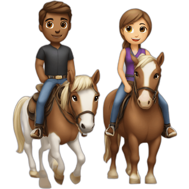 Girl and guy horse riding emoji