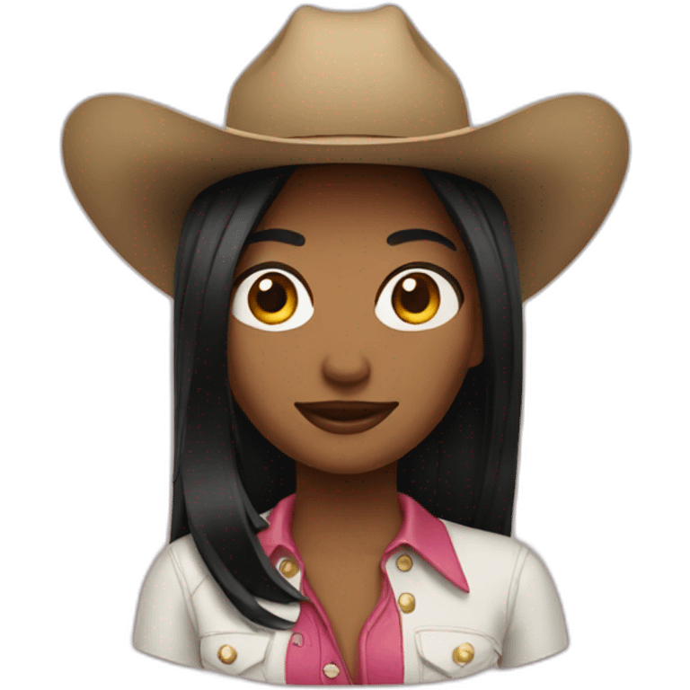 face cowgirl straight black hair emoji