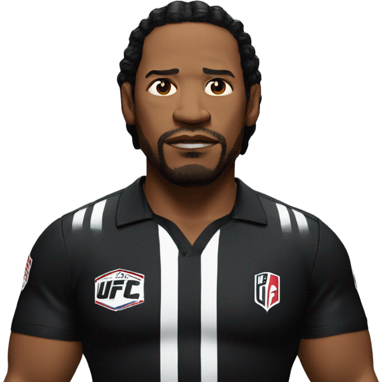 ufc referee herb dean shrugging his shoulders with a black shirt emoji