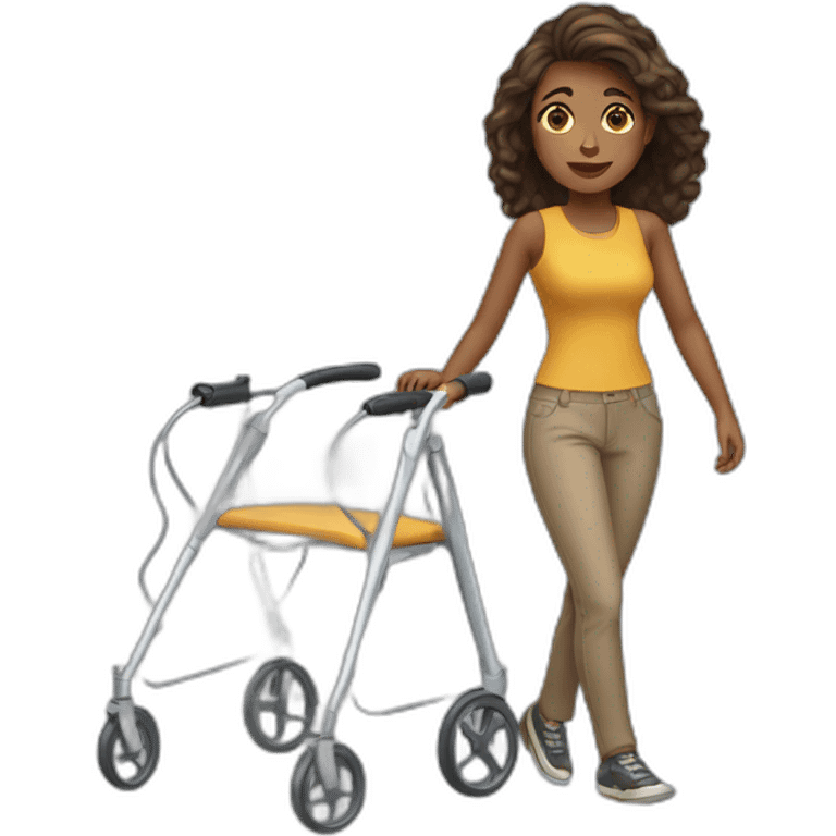 young woman with a walker emoji