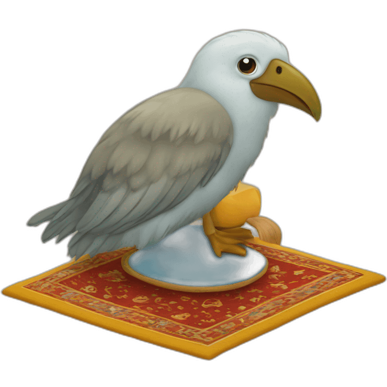 Kiwi bird on a flying carpet emoji