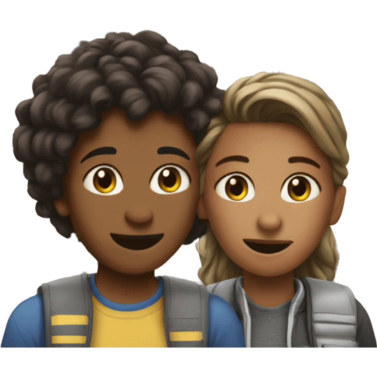 two best friends in front of their shared home emoji