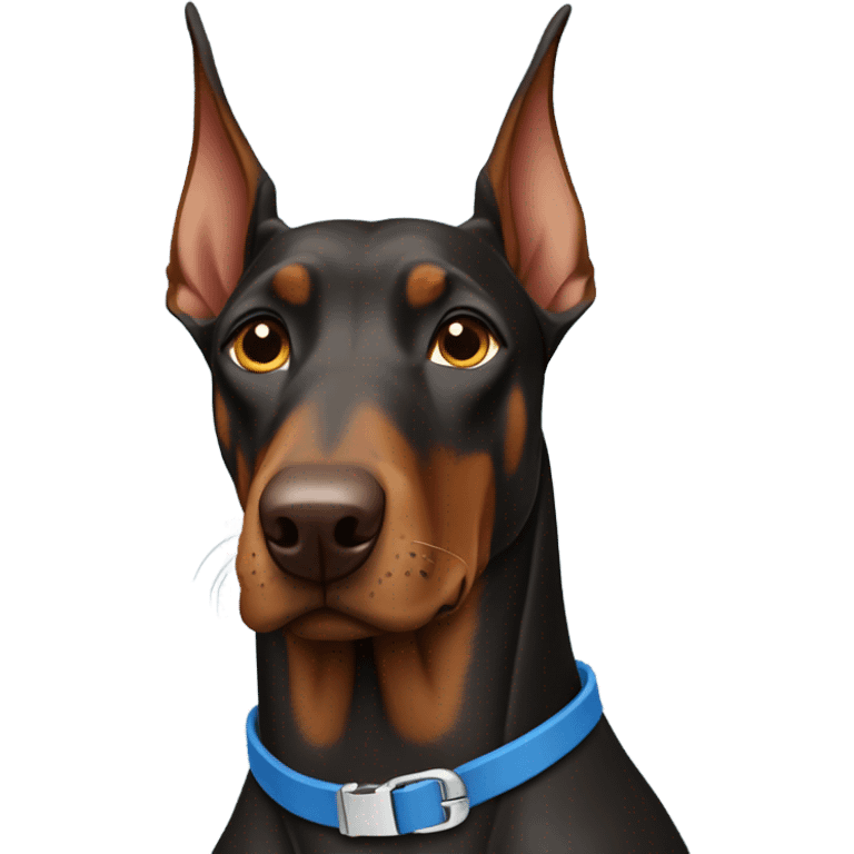 Brown Doberman with a blue collar emoji