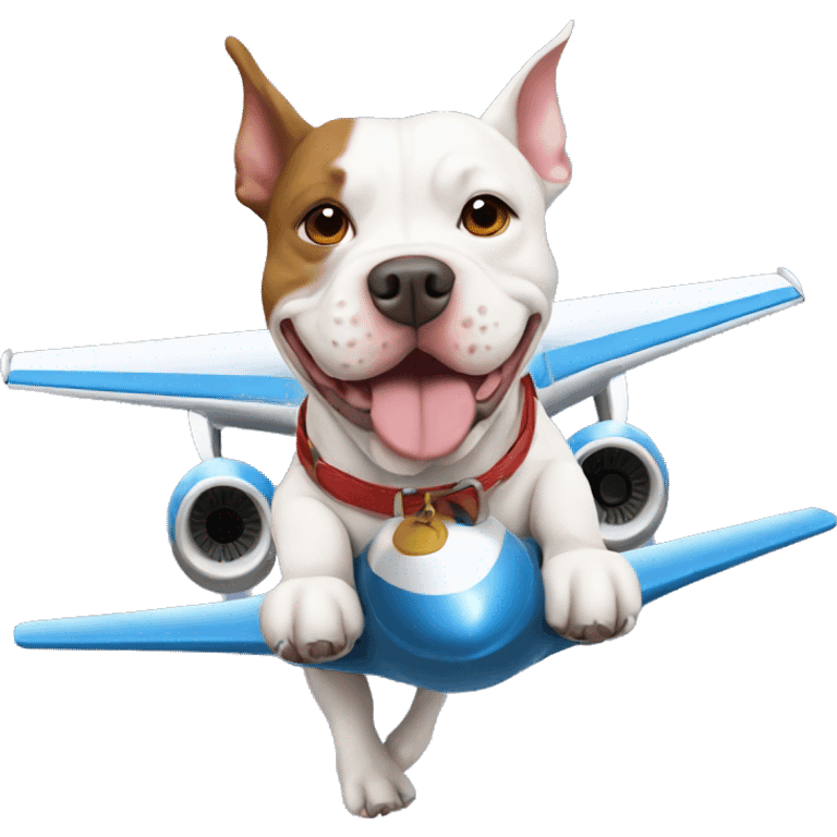 Pitbull dog flying on a plane emoji