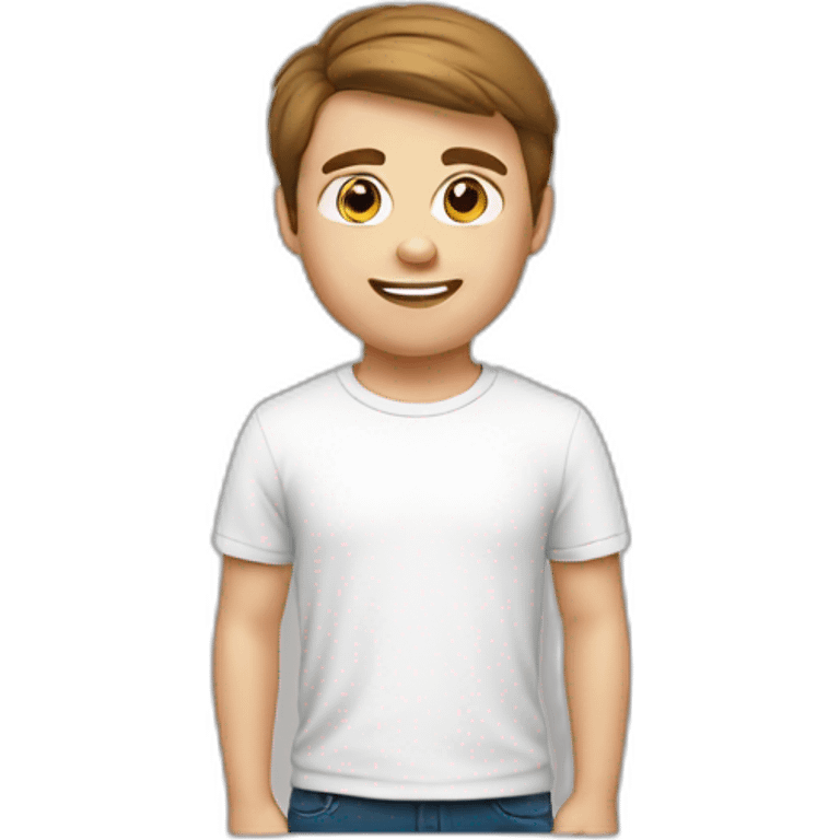 white 25 years Boy Brown hair with t-shirt white emoji