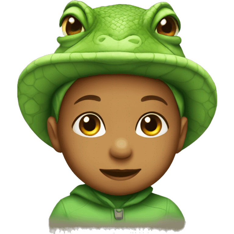 baby wearing a lizard hat emoji