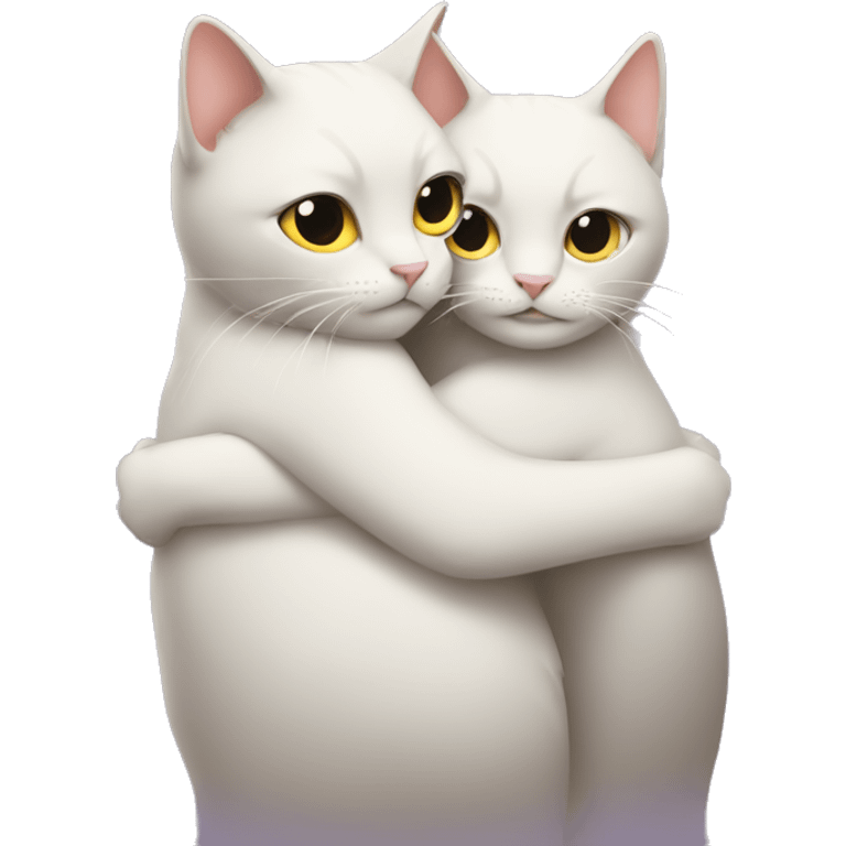 Two cats hugging each other emoji