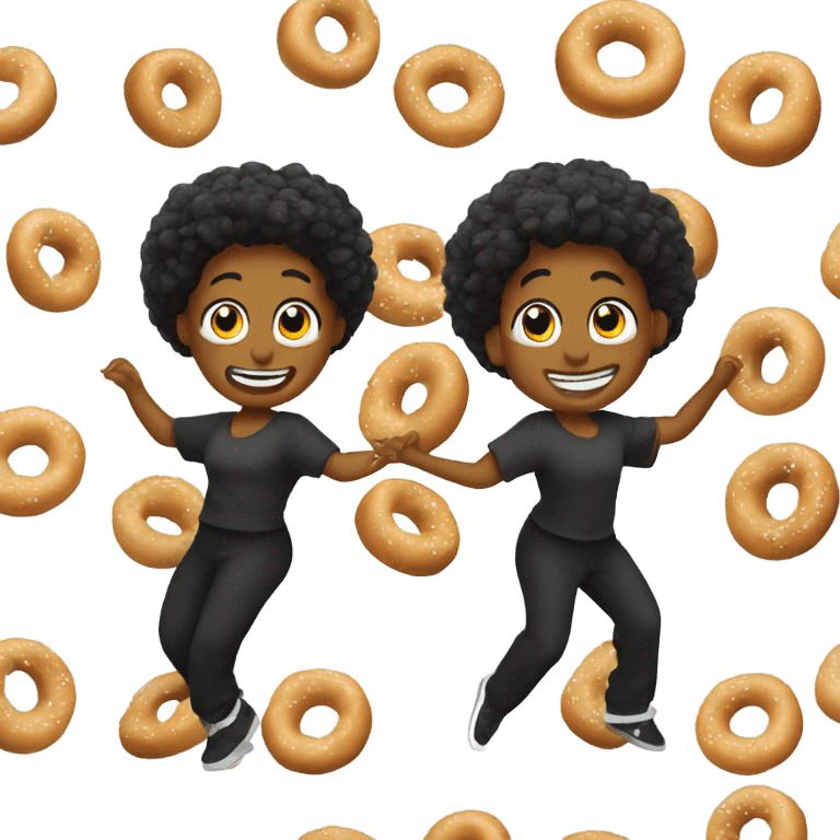 dancing twins as bagels emoji