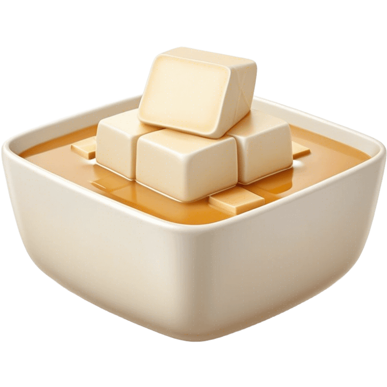 Cinematic Realistic Silken Tofu Dish Emoji, depicted as soft, smooth tofu in a delicate sauce rendered with lifelike detail and gentle, natural lighting. emoji