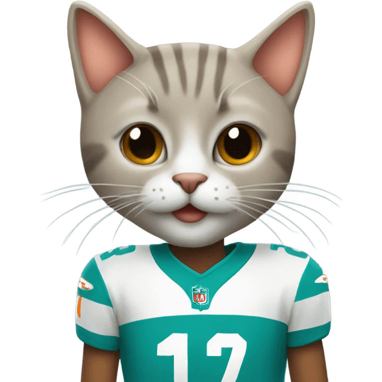 cat in miami dolphins shirt emoji