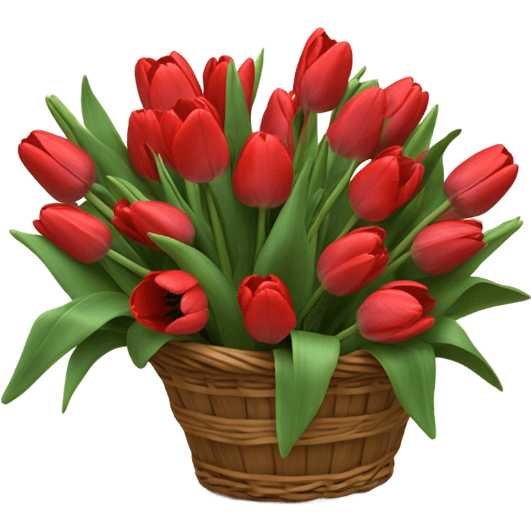 red tulips in basket without handle emoji