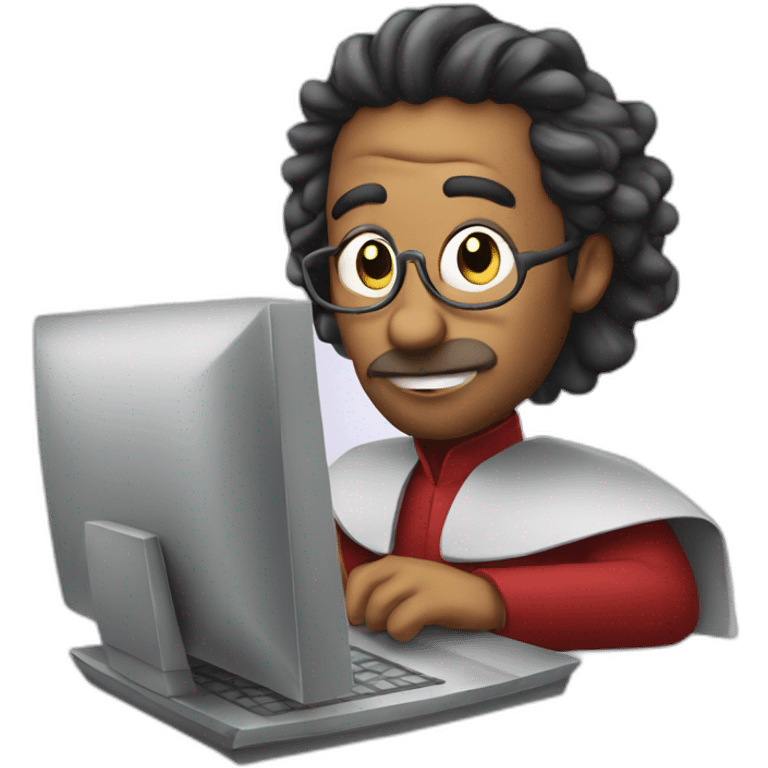 magitian behind a computer emoji