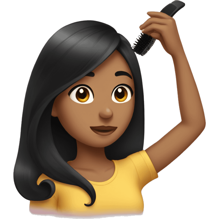 girl with black hair putting on mascara emoji