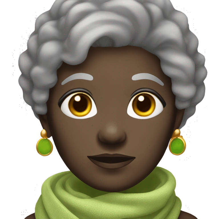 Beautiful darkskin old woman with scarf with dark brown hair with sight grey hair emoji