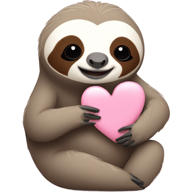 sloth holding a baby pink heart emoji