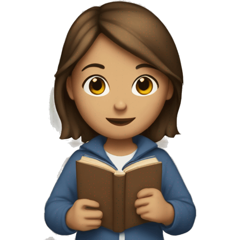 Brown haired girl with a stack of books emoji