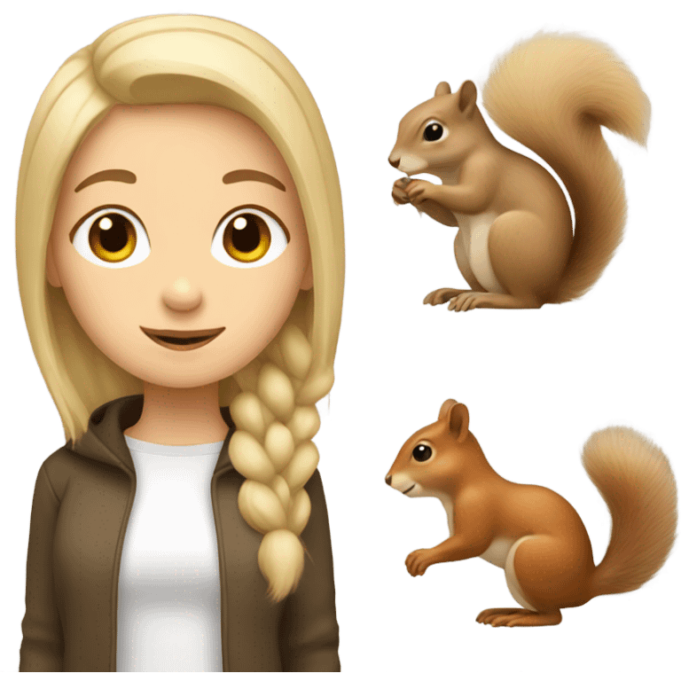 girl with blonde hair and a squirrel  emoji