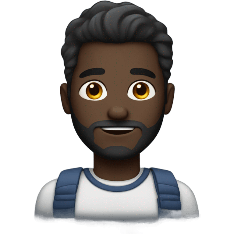 Handsome deep dark skin man with beard and high fade emoji