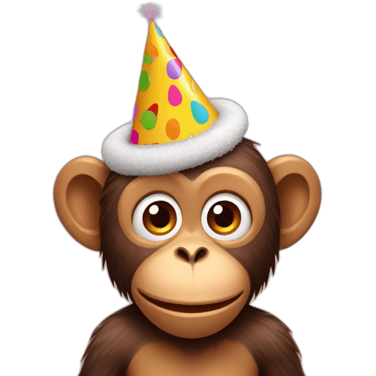 monkey wearing birthday hat emoji