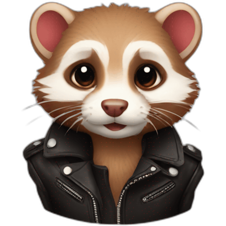 Red ferret wearing leather jacket  emoji