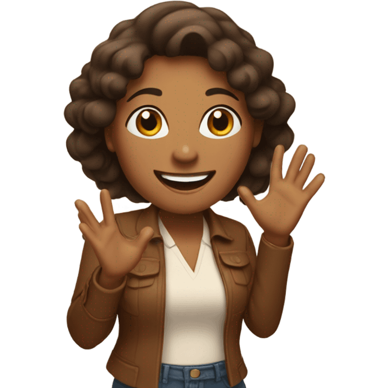 happy brown wonam and man hands up emoji