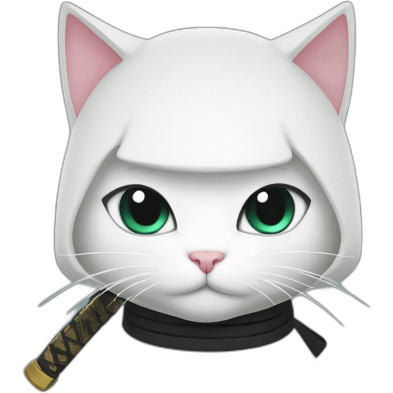 Ninja white cat katana emoji