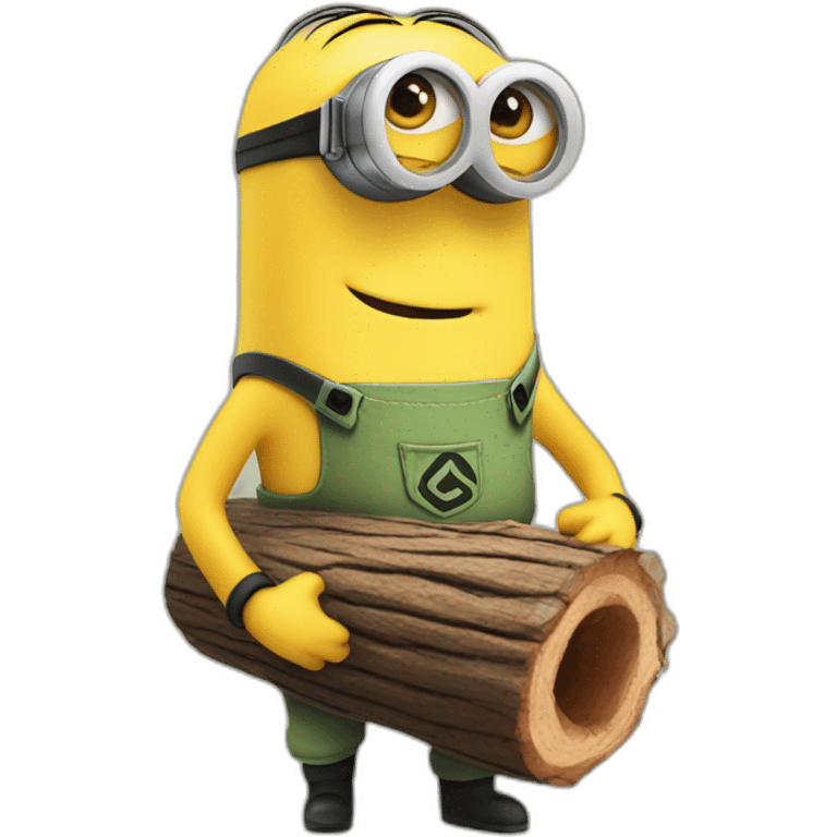 cute minion hugging a log emoji