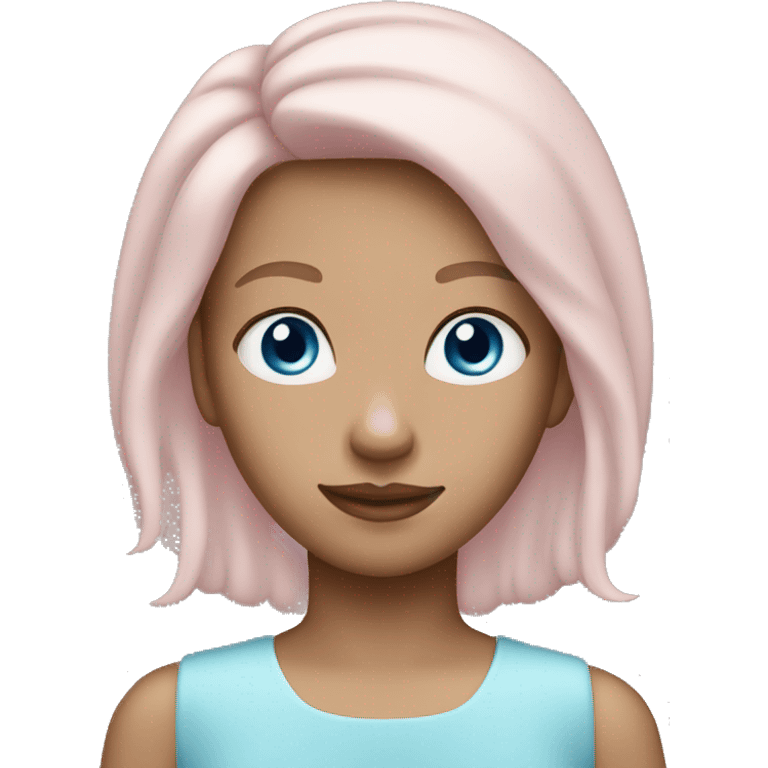 Pastel pink tan Girl with brown hair and blue eyes tiara emoji emoji