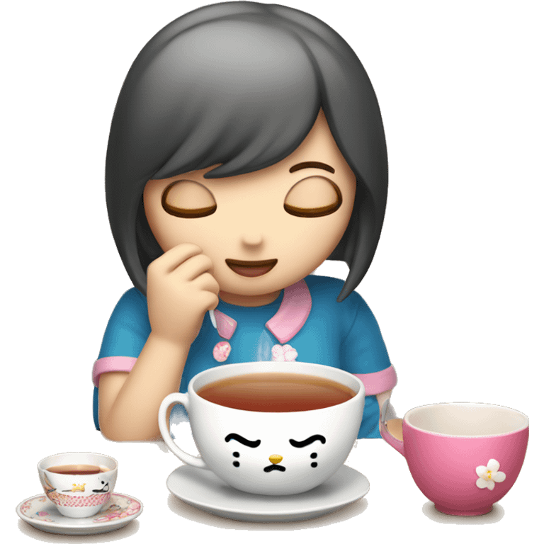 hello kitty drinking tea emoji