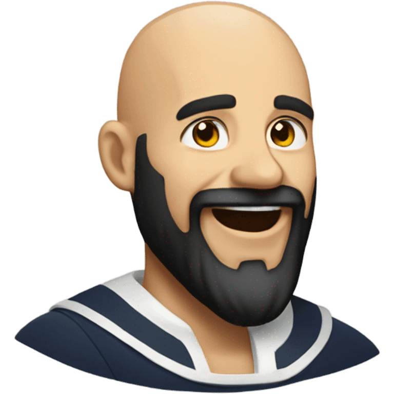 A bald sailor with a black thick beard laughs  emoji