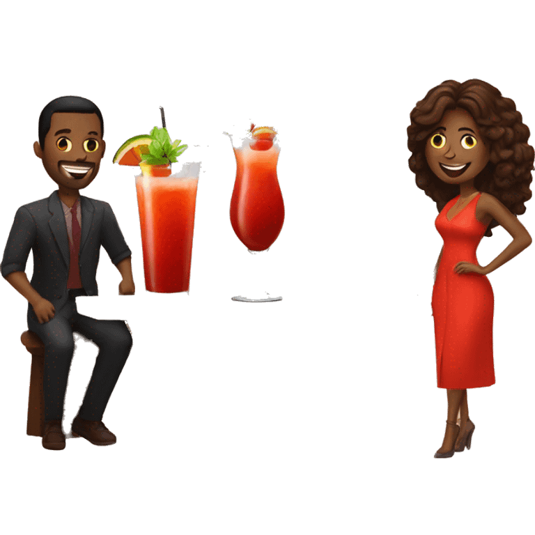 2 men and 2 women drinking Bloody Mary cocktails at the bar emoji