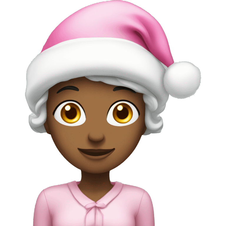 christmas magic with elegant beauty with pink Santa hat emoji