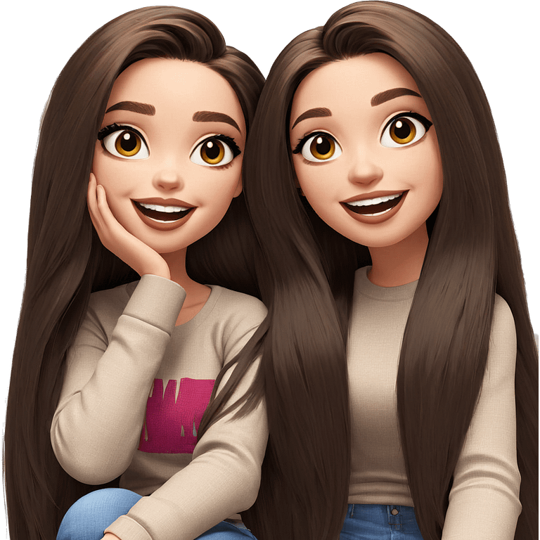 girls smiling with long hair emoji