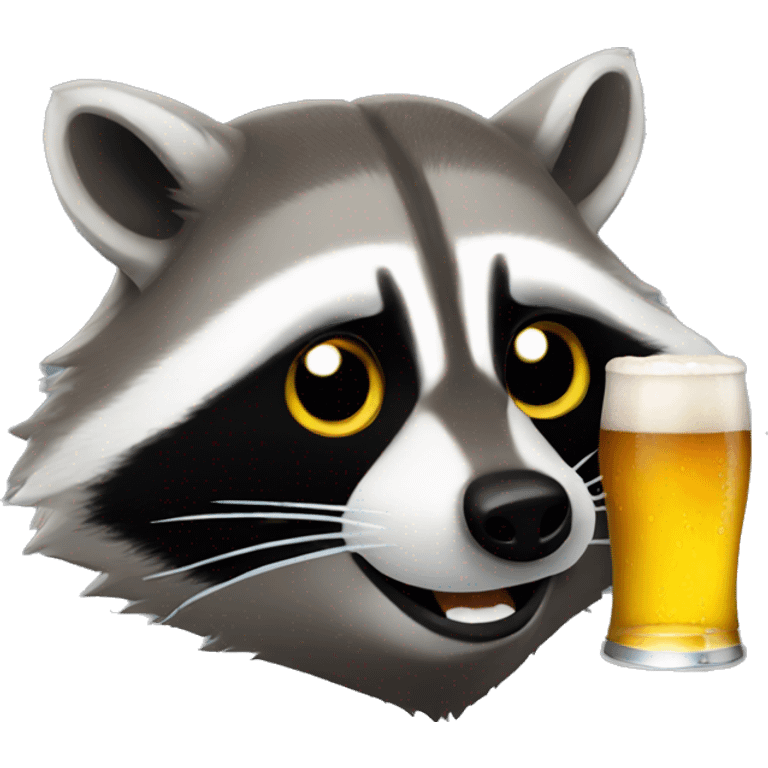 raccoon drinking beer emoji