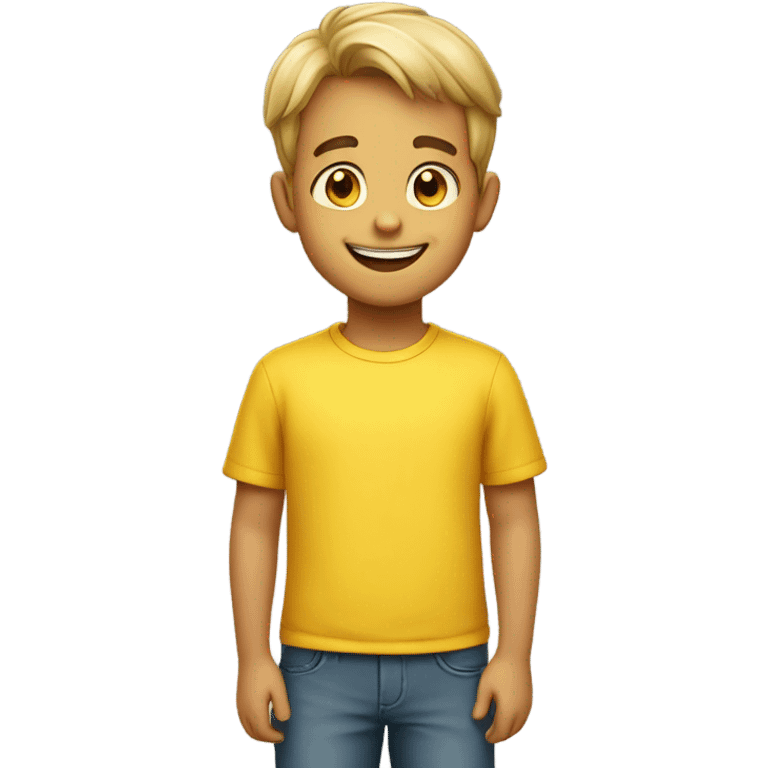 smiling boy in yellow shirt emoji