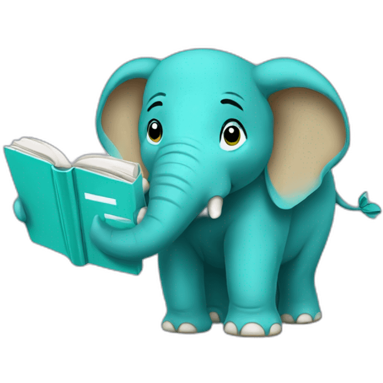 turquoise elephant reading coach emoji