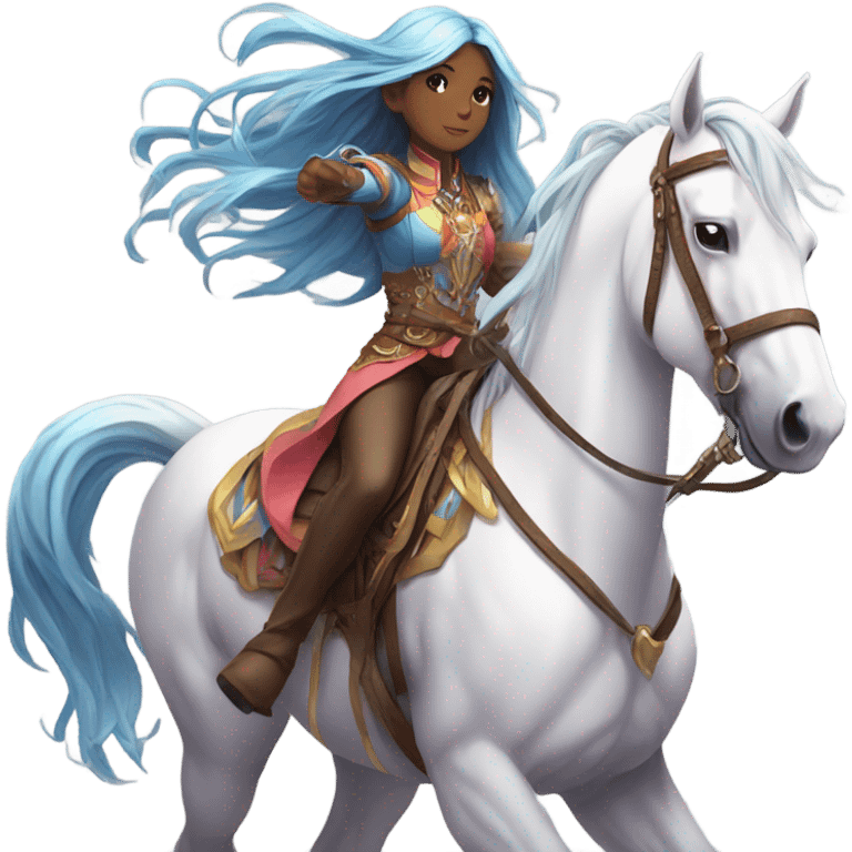 Anime girl riding a horse emoji