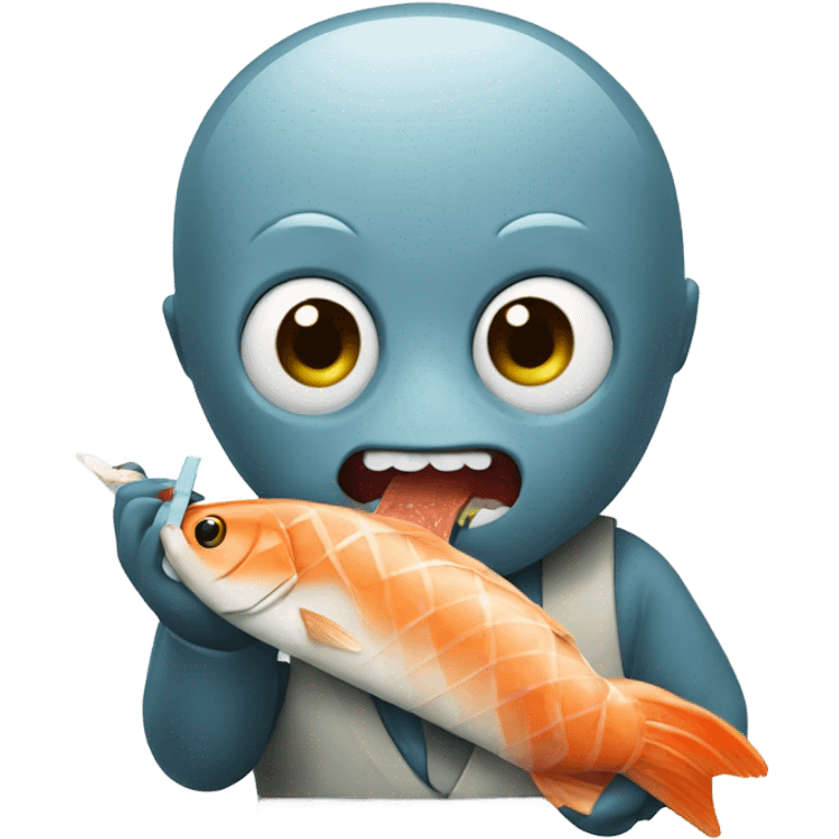 Fish man eating sushi emoji