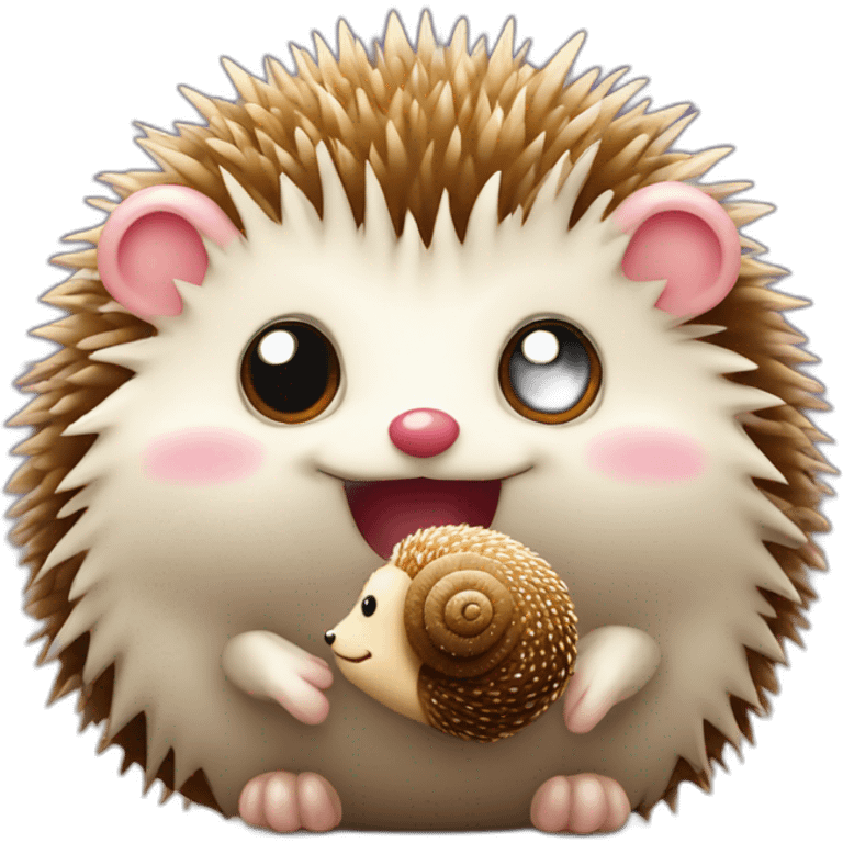 cute hedgehog and lovley snail with a face kissing emoji