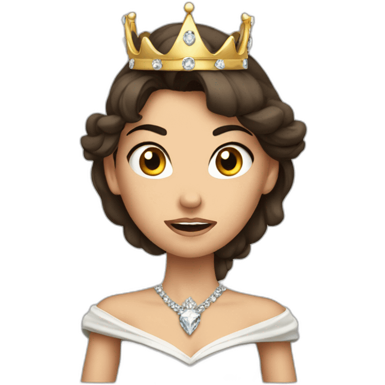 angry brunette princess with a big crown with diamonds emoji