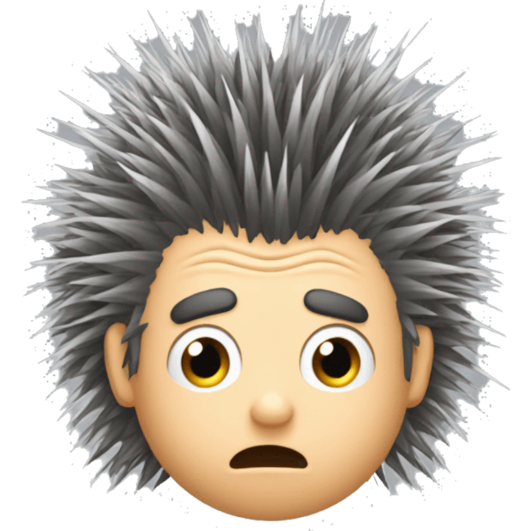 Porcupine man looking shocked static hair crouched down emoji