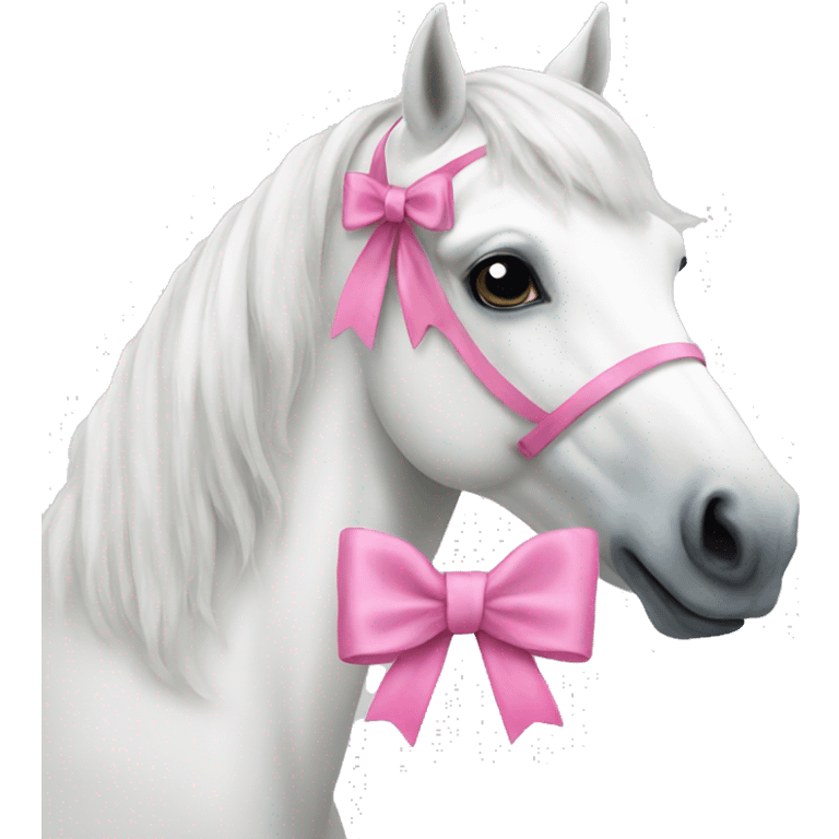 White horse with a pink bow  emoji