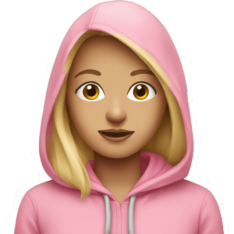 Blonde girl wearing pink hoodie  emoji