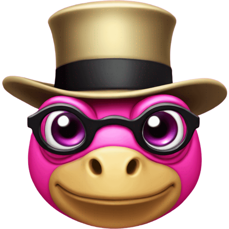 Hot pink turtle with a monocle and top hat  emoji