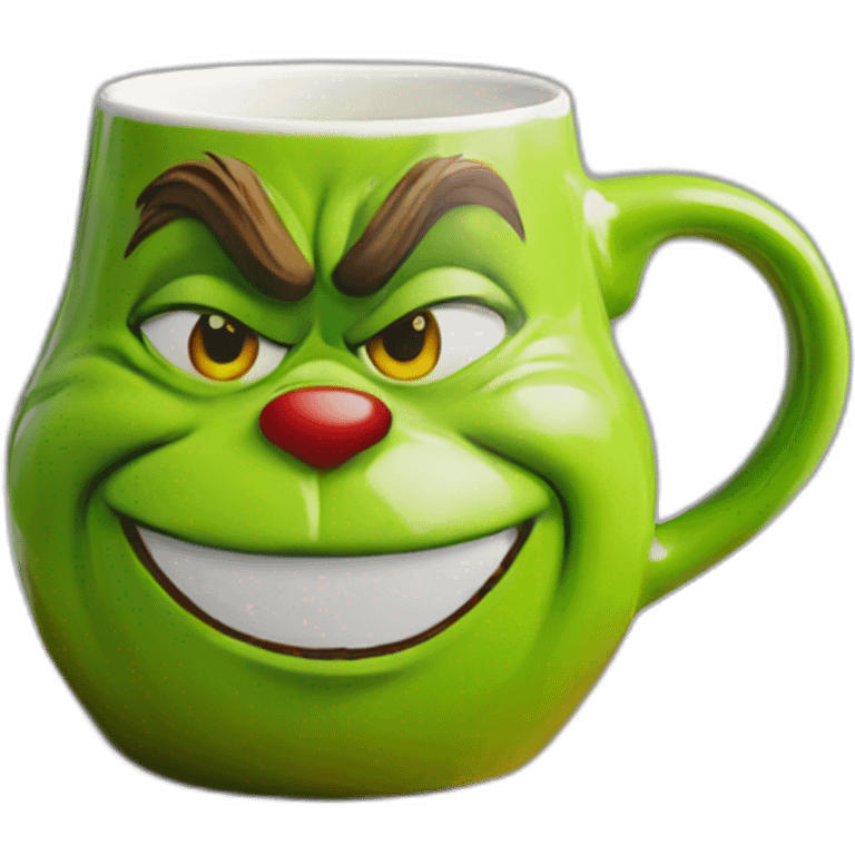 Grinch face shaped mug emoji